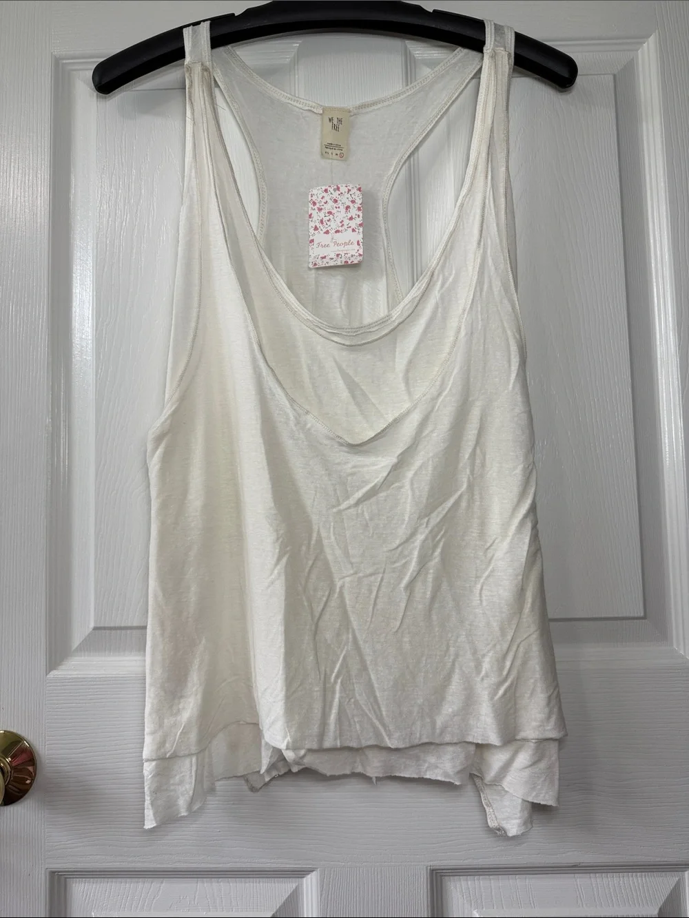 Free People Cream Double-Layered Scoop Tank